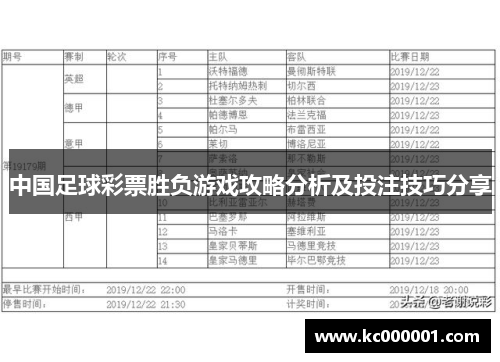 中国足球彩票胜负游戏攻略分析及投注技巧分享
